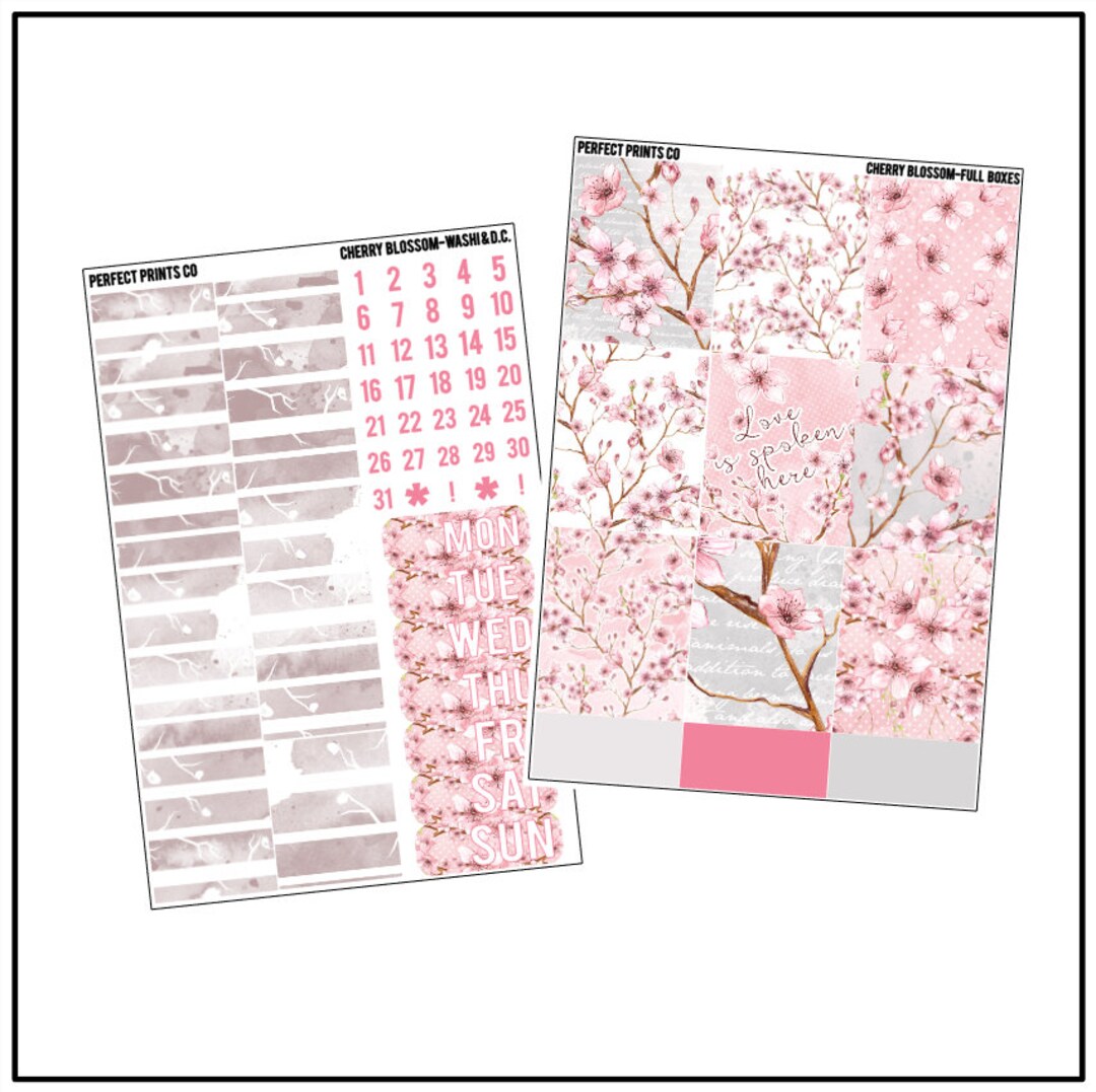 Cherry Blossom Planner Sticker Kit, for Use With Erin Condren Life ...