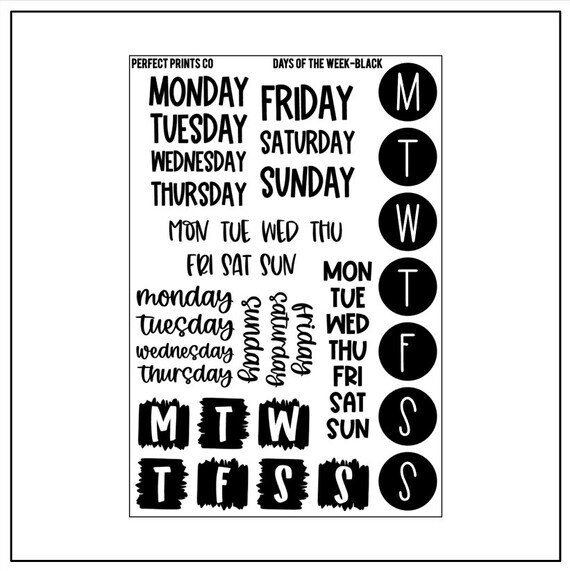 Days Of The Week Script Stickers