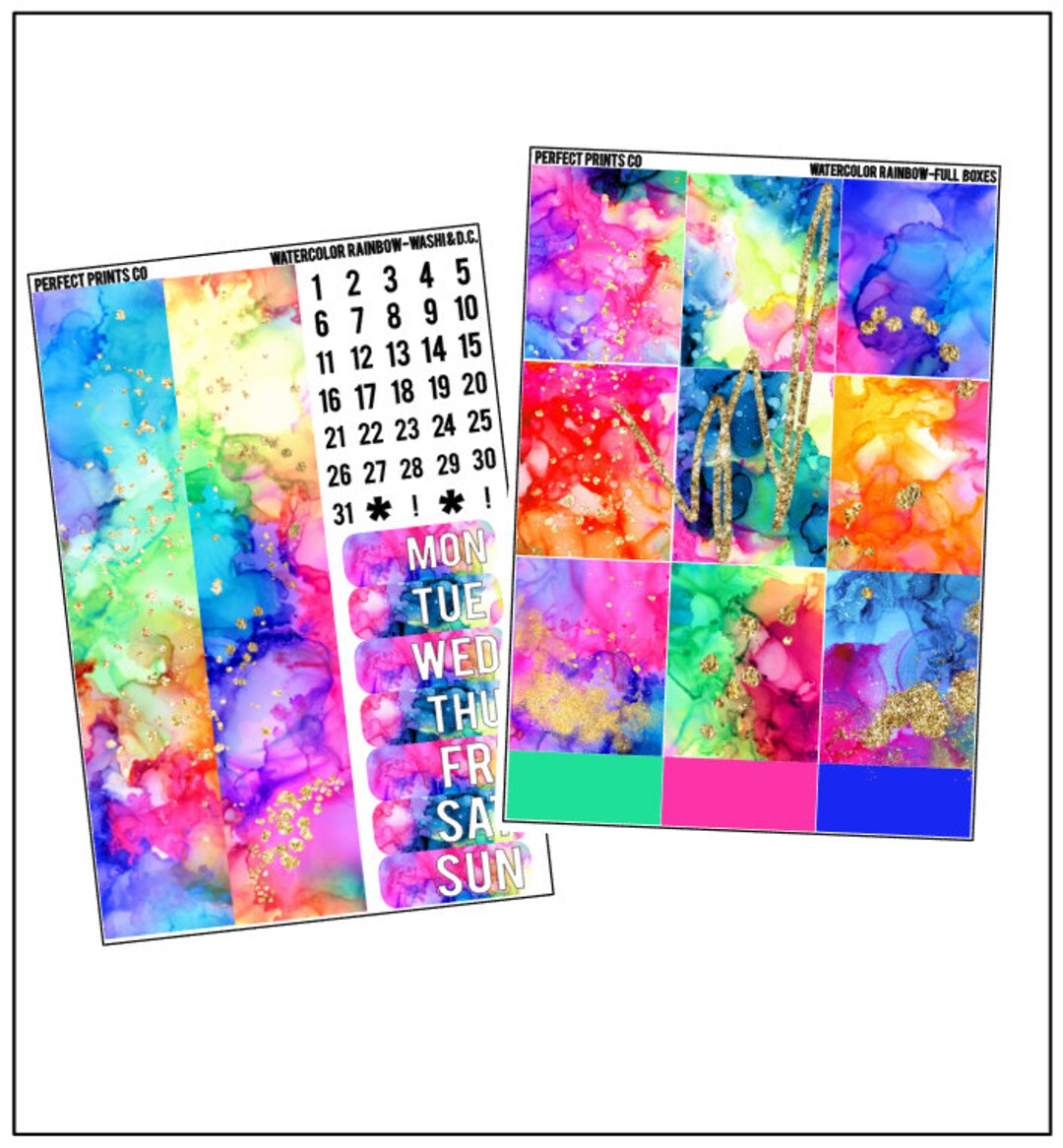 Watercolor Rainbow Planner Sticker Kit, for Use With Erin Condren Life ...