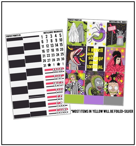 Beetlejuice Erin Condren Monthly Sticker Kit Calendars & Planners Paper