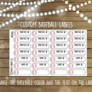 Baseball Planner Stickers, For use with Erin Condren Life Planner, Plum Paper Planner image 1
