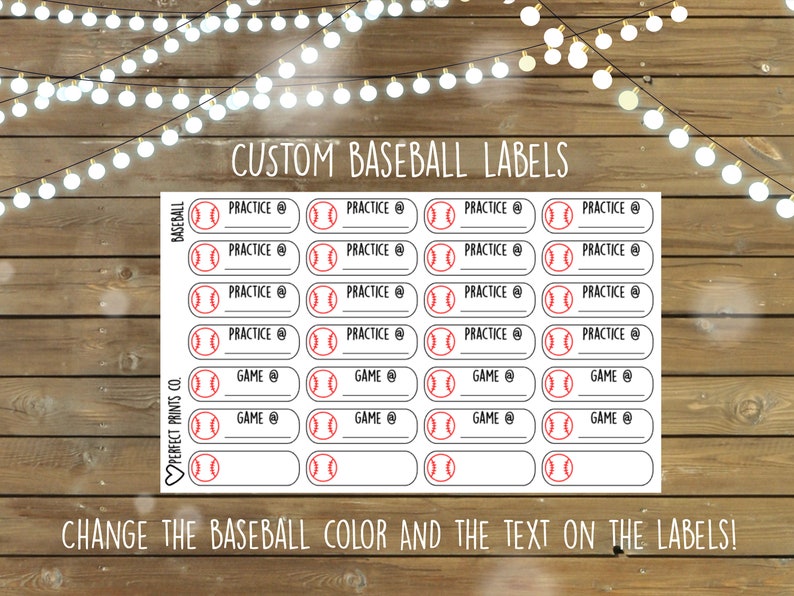 Baseball Planner Stickers, For use with Erin Condren Life Planner, Plum Paper Planner image 1