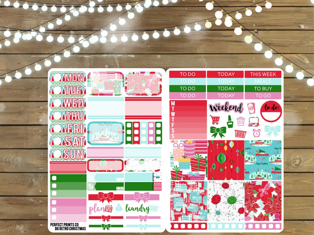 Retro Christmas B6 Sticker Kit - Etsy