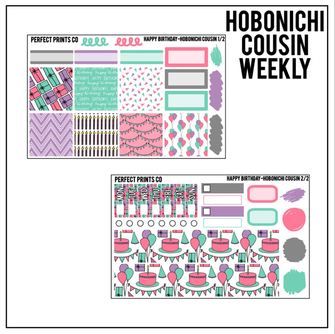 Happy Birthday Weekly Kit for Use in the Hobonichi Cousin Planner - Etsy