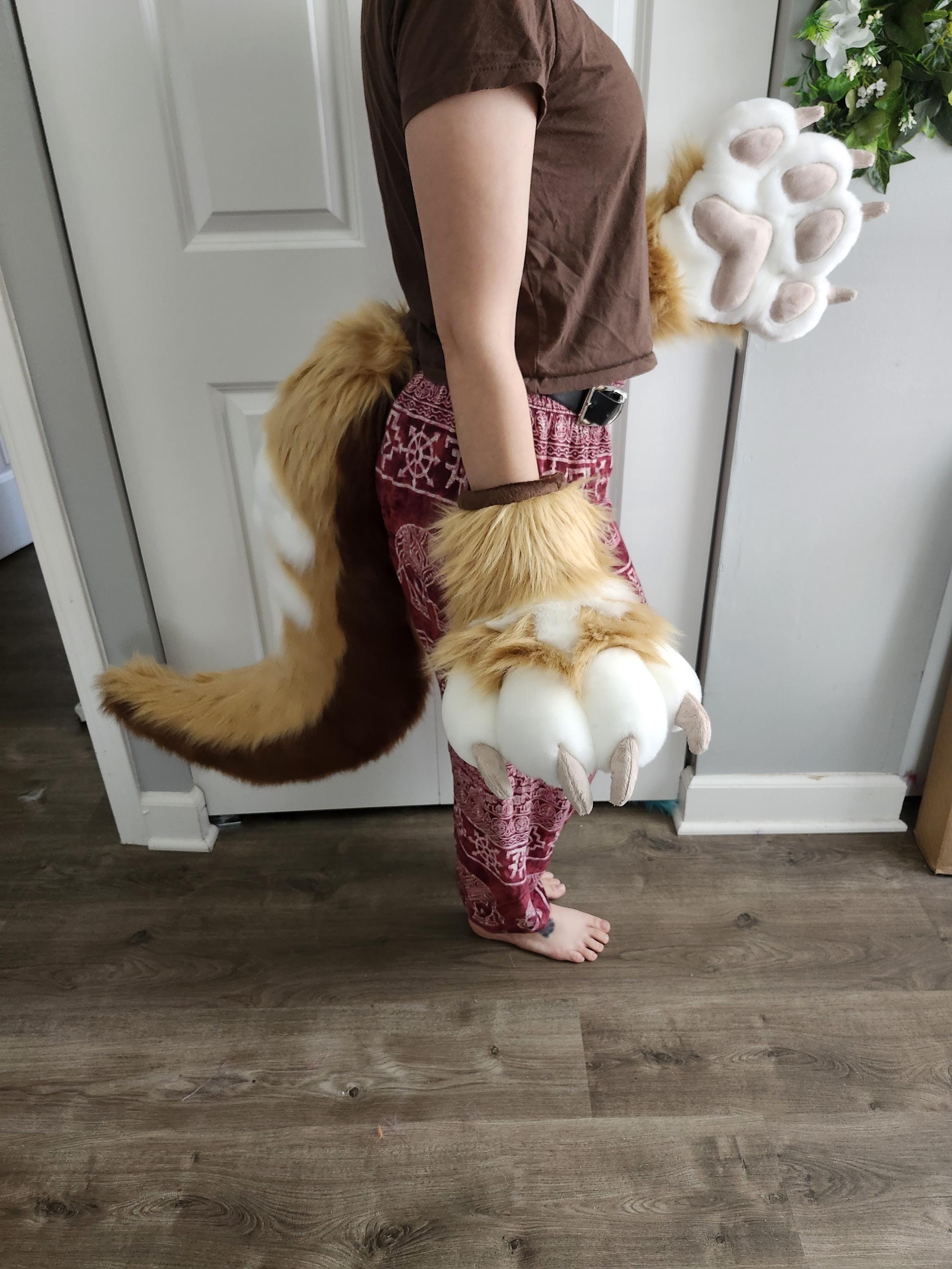 Premade Ready to Ship Coffee, Latté Set, Fursuit Cafe themed paws and tail