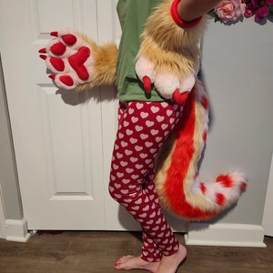 Premade Cherry Poptart Inpsired Fursuit Set. Paw and tail set ready to ship