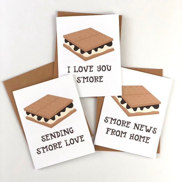 I love you s'more, S'more love, Card for kids at camp, Camp Note Cards, Sleep Away Camp, Card for Camper, News from home, Camp Stationary