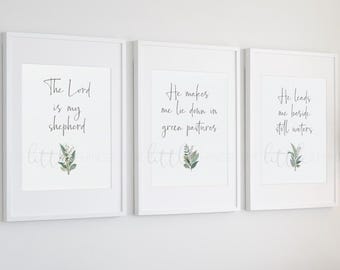 Psalm 23 Wall Art Set: Digital Download Scripture Prints