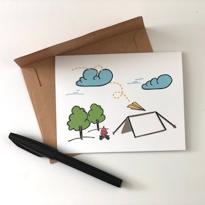 Summer Camp Card: Kids Stationery with Kraft Envelope