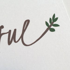 Thankful Card: Calligraphy Leaves, Thanksgiving Thank You Bild 3