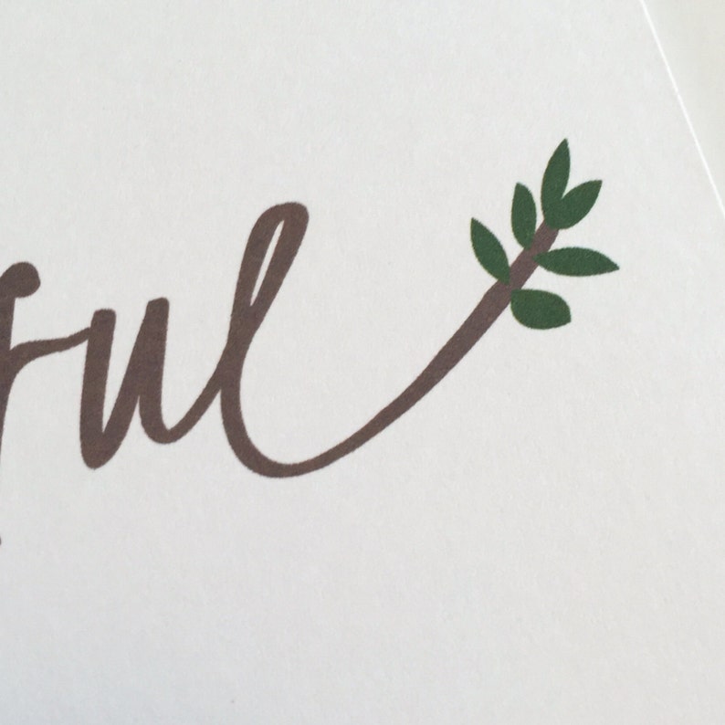 Thankful Card: Calligraphy Leaves, Thanksgiving Thank You Bild 3