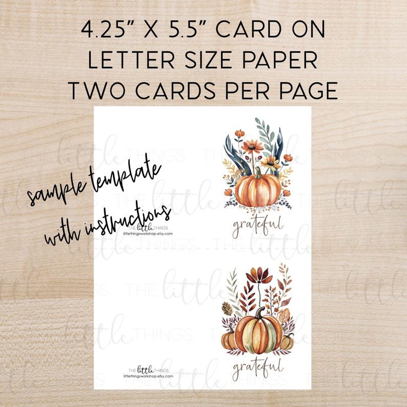 Instant Download: Set of 8 Watercolor Pumpkin Note Cards - Etsy