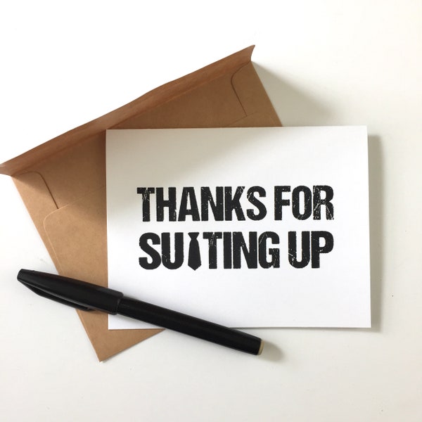 Thanks for Suiting Up, Thank You For Being My Groomsman, Groomsmen Card with Tie, Groomsmen Thank You Cards, Best Man Thank You Card