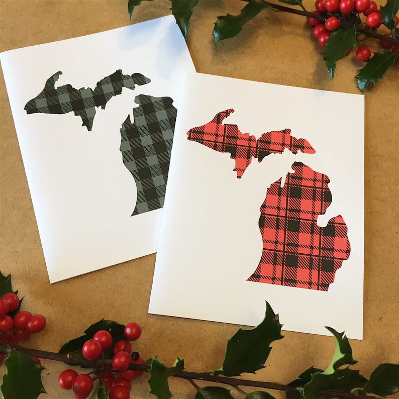 Michigan Christmas Card Michigan Gift Made in Michigan Etsy