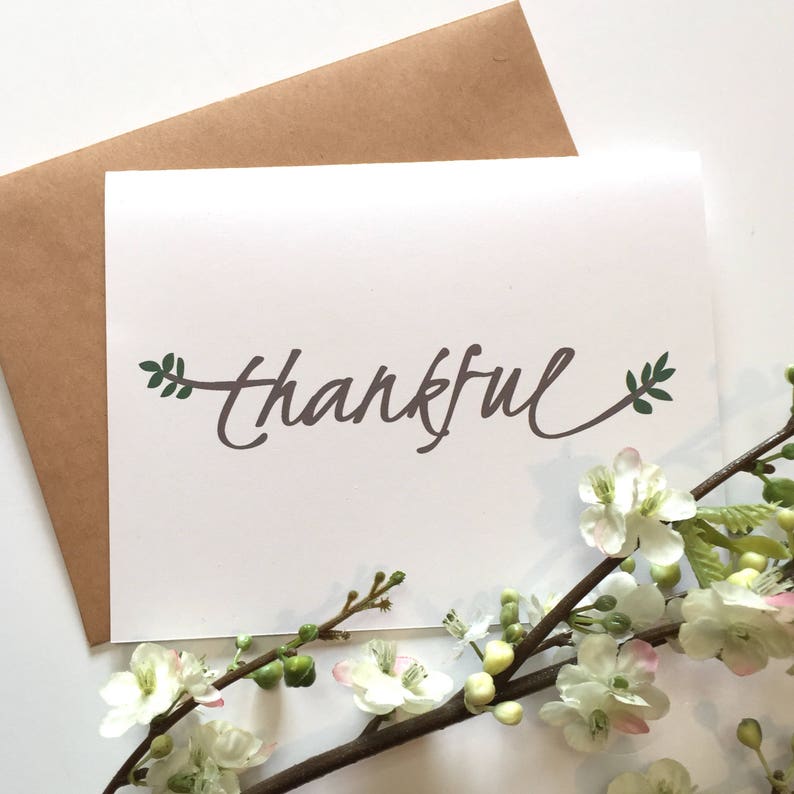 Thankful Card: Calligraphy Leaves, Thanksgiving Thank You Bild 4