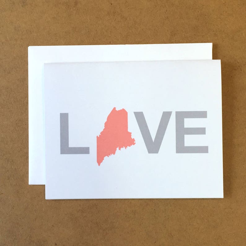 Maine Love Maine Greeting Card Maine Notecard Maine State Etsy