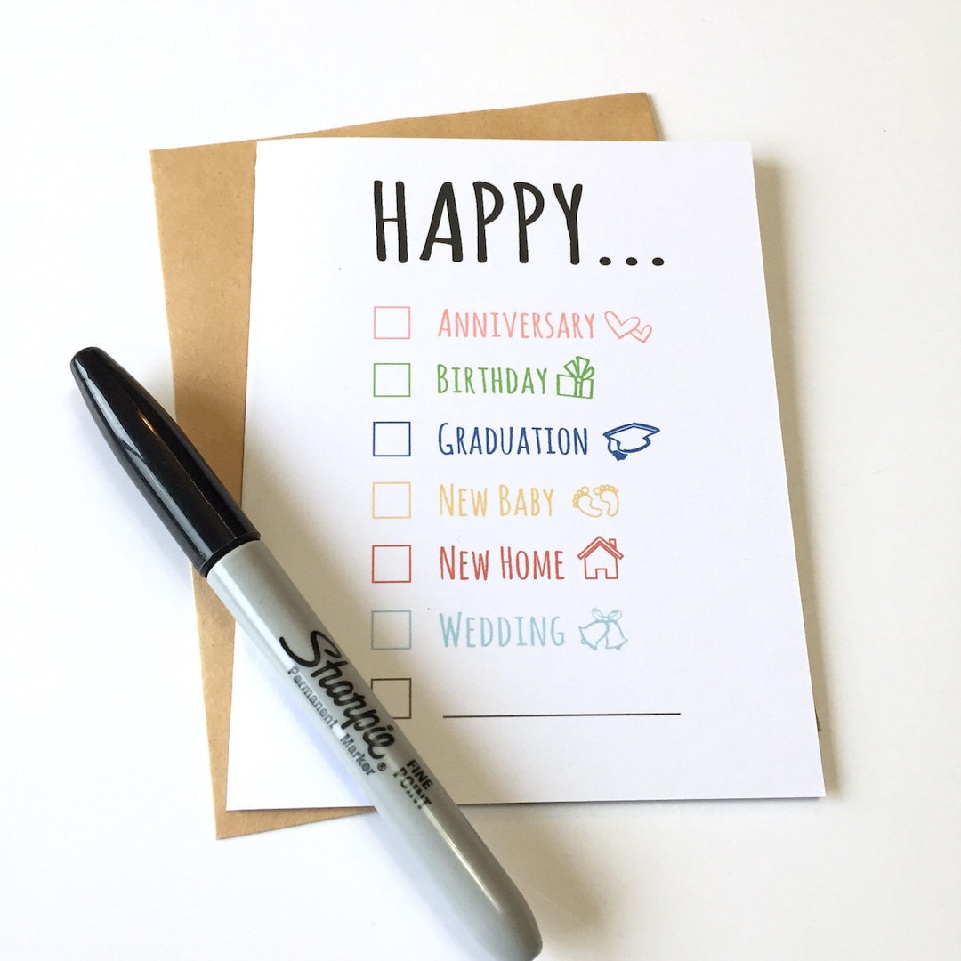 Happy Checklist Card: All Occasion Greeting Card - Etsy