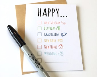 Happy Checklist Card: All Occasion Greeting Card