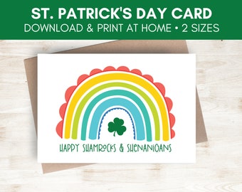 St. Patrick's Day Card Printable, St Patricks Day Card Digital, Shamrocks Shenanigans, St Pattys Day Digital Download