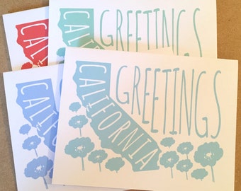 California Greetings Card: State Flower Map, Cali Love