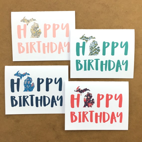 Michigan Happy Birthday Michigan State Birthday Card Happy | Etsy