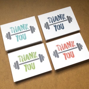 Barbell Thank You Cards: Fitness Trainer Gift