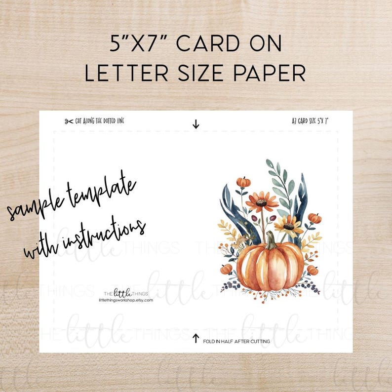 Instant Download: Set of 8 Watercolor Pumpkin Note Cards - Etsy