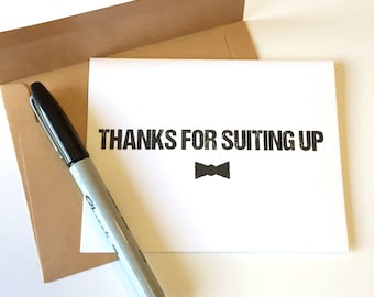 Groomsmen Thank You Card: Bowtie Design, Kraft Envelope
