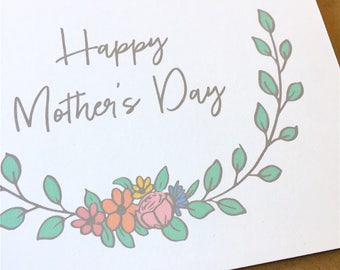 Happy Mother's Day - Flowers - Wreath - Floral - Mother's
