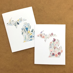 Michigan Stationary in Floral Print, Michigan Flower Card, Michigan ...