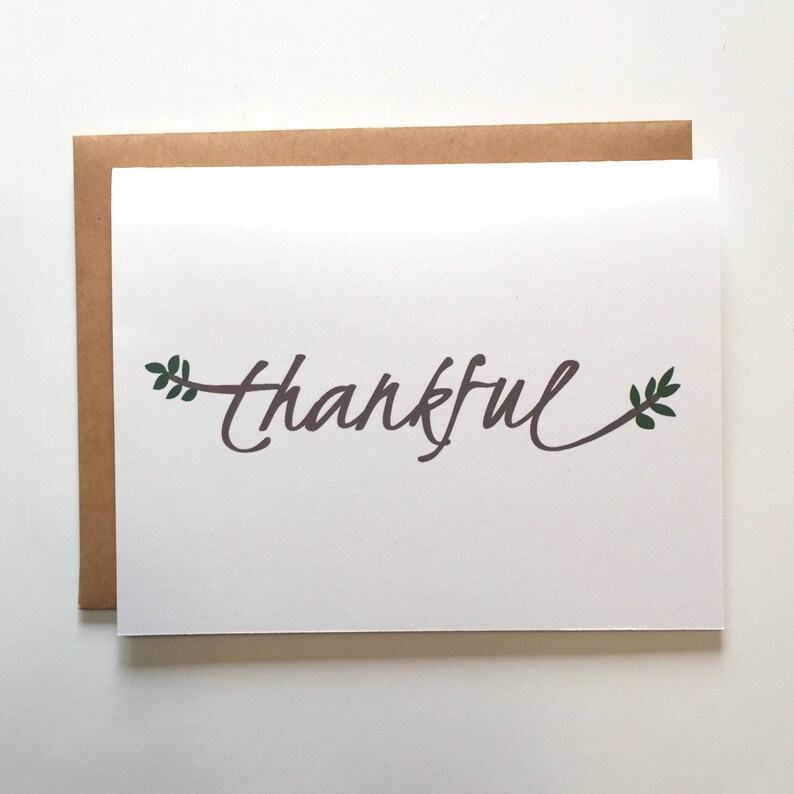 Thankful Card: Calligraphy Leaves, Thanksgiving Thank You Bild 5