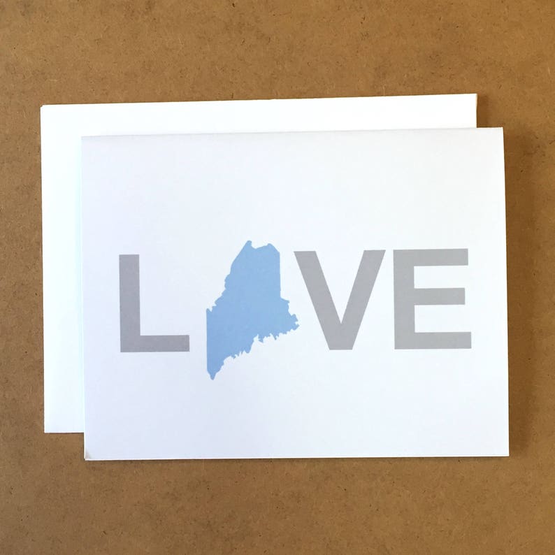 Maine Love Maine Greeting Card Maine Notecard Maine State Etsy