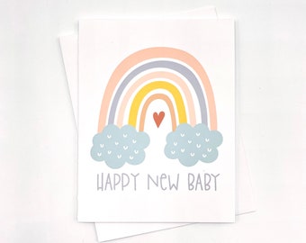 Rainbow New Baby Card, Baby Shower Gift
