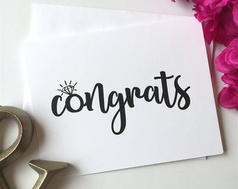 Engagement Card, Congrats Card, Engagement Ring, Engagement Gift, Wedding Card, Congratulations Card, Card with Ring, Bridal Shower Card