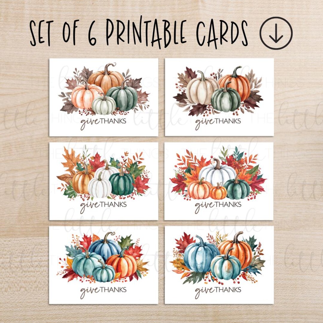 Printable Thanksgiving Note Cards – 6 Cozy Designs - Etsy