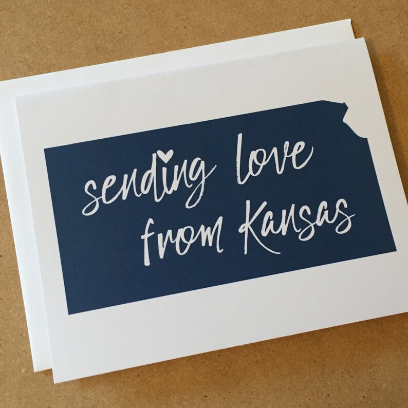 Sending Love From Kansas Kansas Greeting Card Kansas Gift Etsy