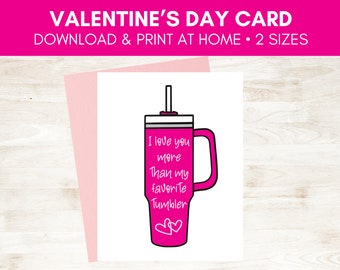 Printable Valentine's Day Card, Pink Valentine's Day Card, Digital Greeting Card, Valentine for Friend, Friendship Valentine's Day Card