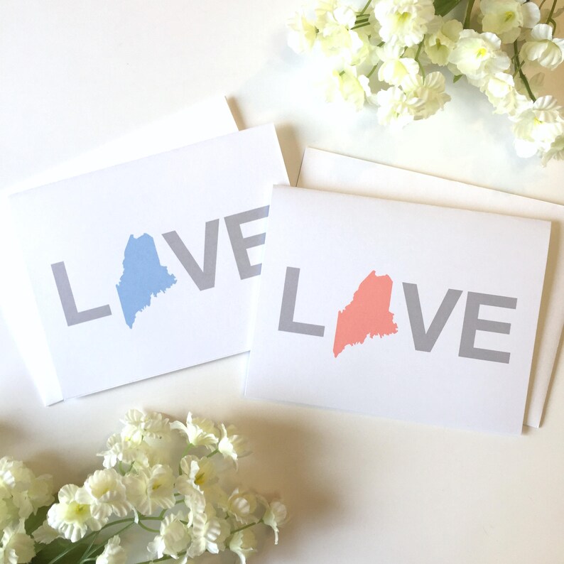 Maine Love Maine Greeting Card Maine Notecard Maine State Etsy