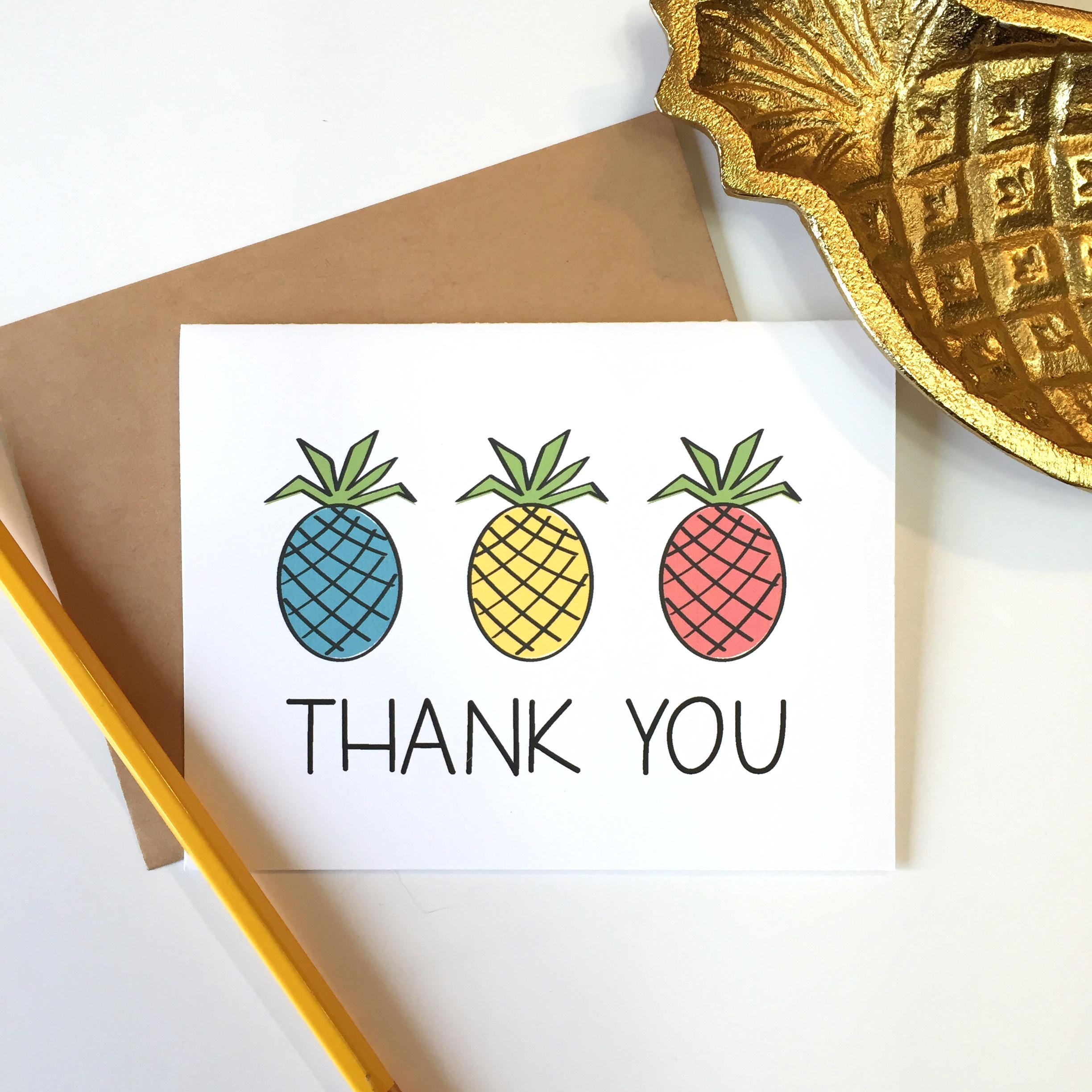 Pineapple Thank You Cards Pineapple Stationary Pineapple Etsy