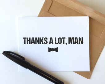 Groomsmen Thank You Card, Wedding Party Gift, Man Card, Funny Note, Blank Inside