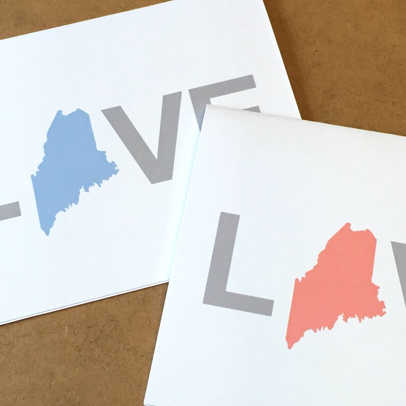 Maine Love Maine Greeting Card Maine Notecard Maine State Etsy