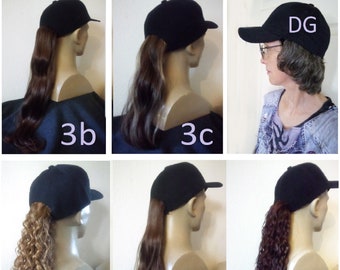 Baseball caps hats with Hair attached