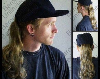 Baseball Cap with Ponytail Extension Attached to Hat