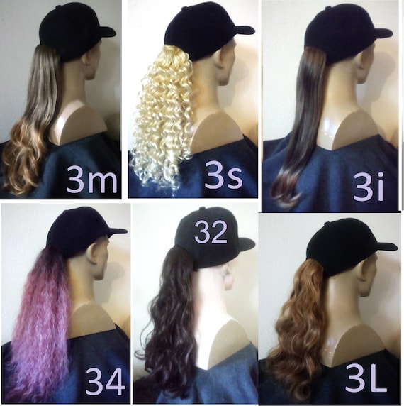 Baseball cap with store ponytail attached