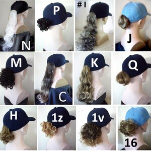 Light Blue Adjustable Baseball Cap With Hair – Women’s Polyester Hat, Unbranded