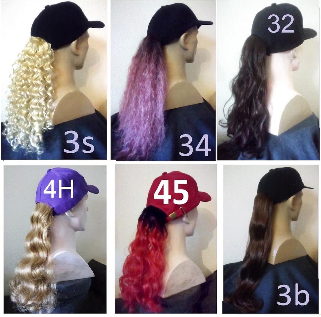 Made Baseball Cap Hat With Ponytail Attached - Various Hair  display picture 1