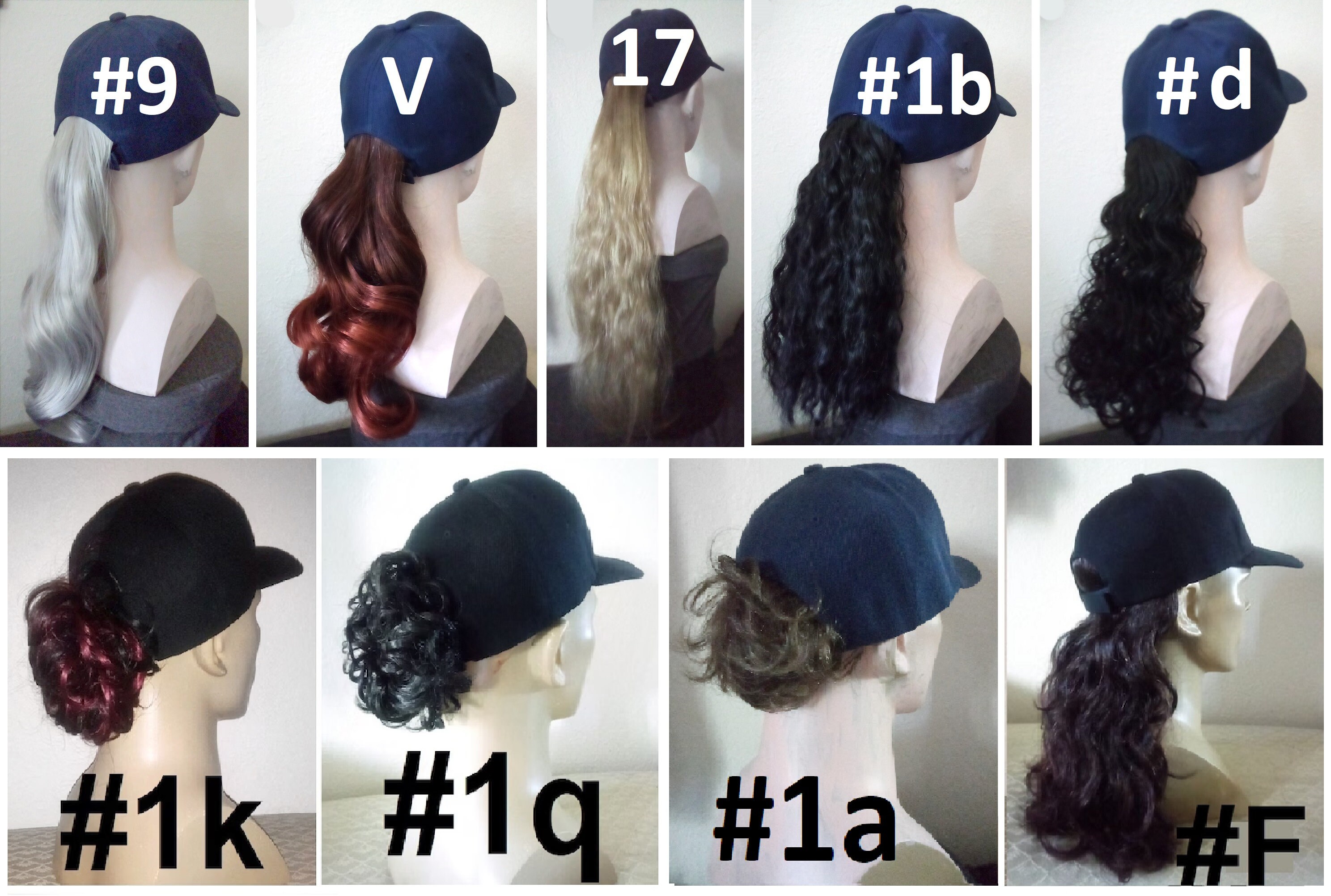 Hats with Hair attached baseball caps with ponytails