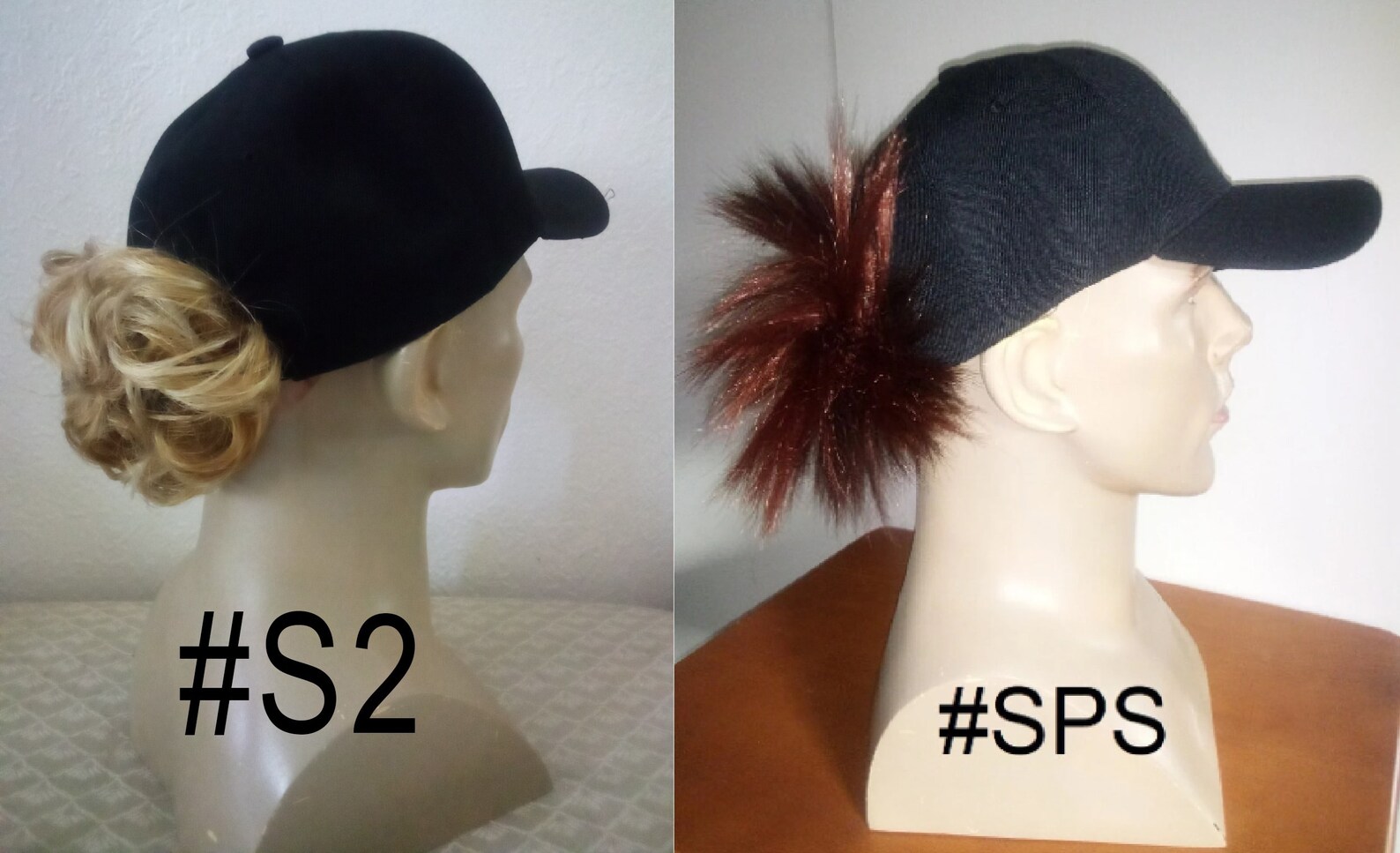 Navy or Black Baseball Cap With Ponytail Attached Various Etsy