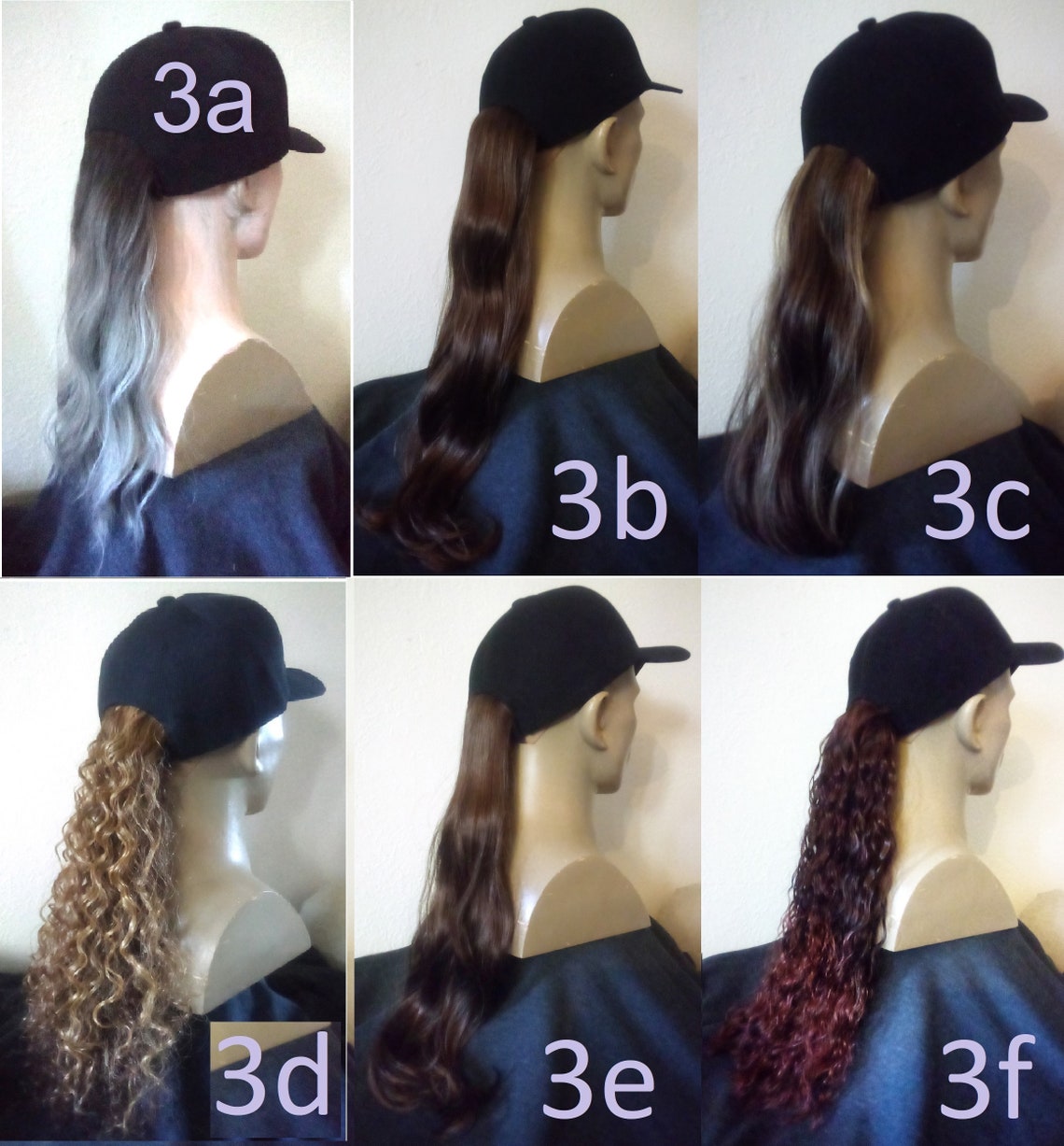 Baseball Cap Hat With Ponytail Attached Various Hair Colors Etsy