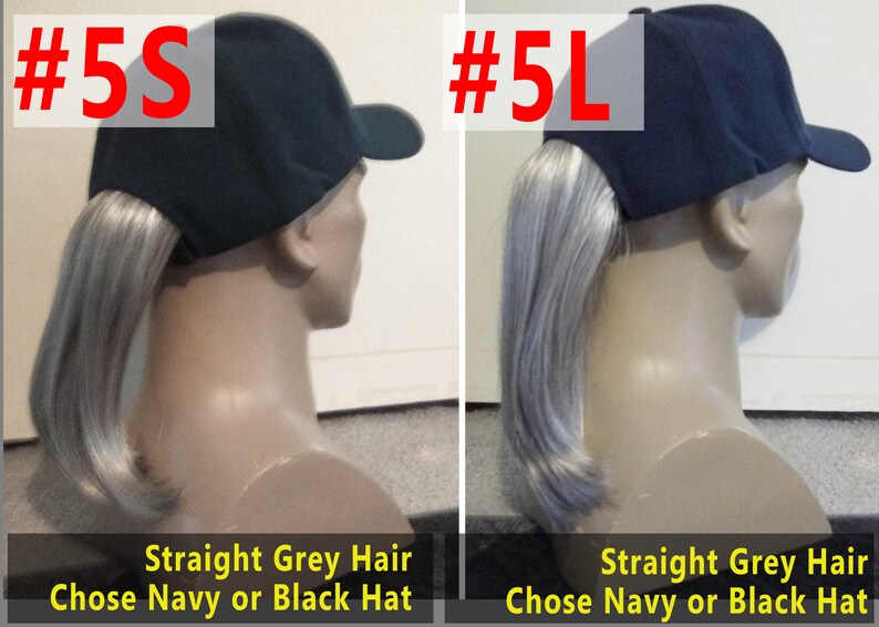 Navy or Black Baseball cap with ponytail attached Various Etsy